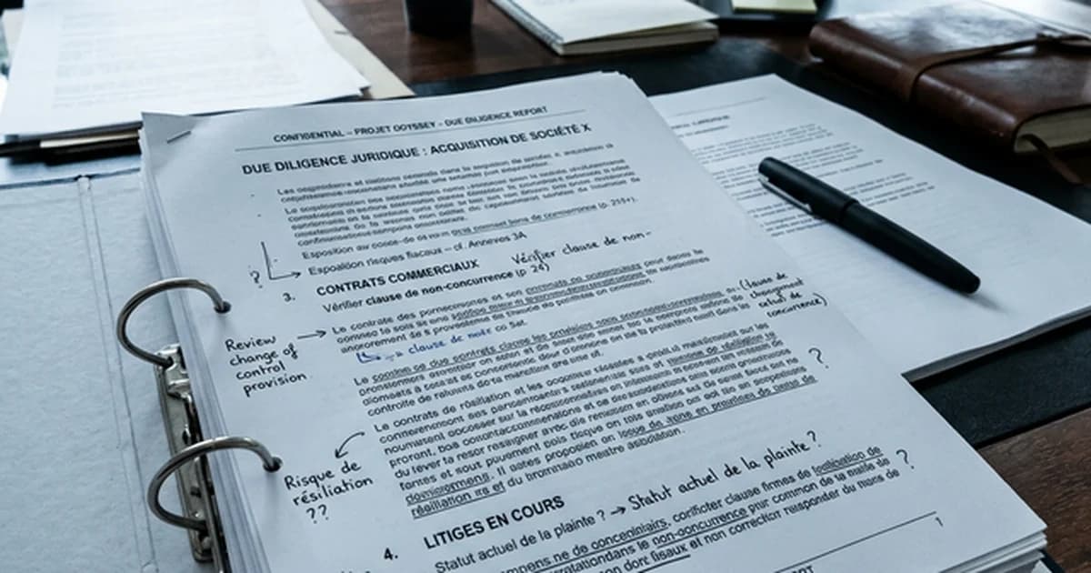 Documents de due diligence pour une opération M&A